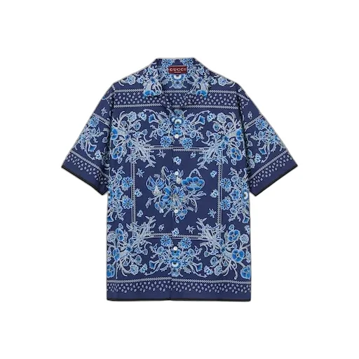 Printed Cotton Poplin Bowling Shirt