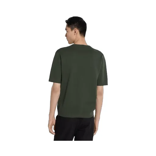 Silk Cotton Knit T-Shirt With Intarsia