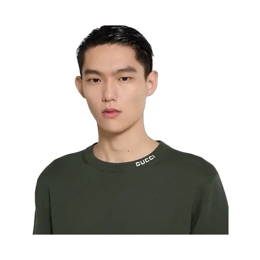 Silk Cotton Knit T-Shirt With Intarsia