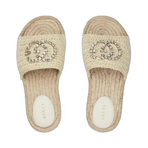 Espadrille With Crystal Interlocking G