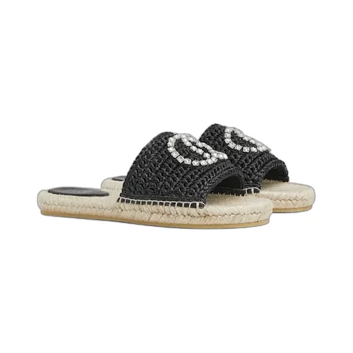 Espadrille With Crystal Interlocking G