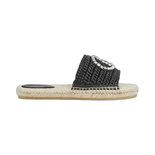 Espadrille With Crystal Interlocking G