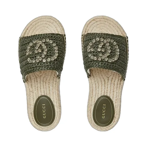 Espadrille With Crystal Interlocking G