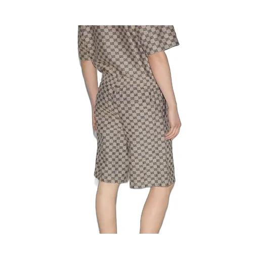 Gg Linen Blend Canvas Shorts