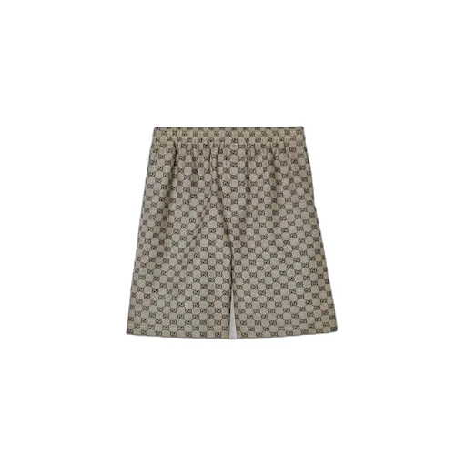 Gg Linen Blend Canvas Shorts