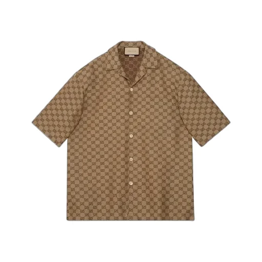 Gg Linen Blend Canvas Shirt