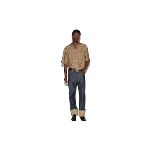 Gg Linen Blend Canvas Shirt