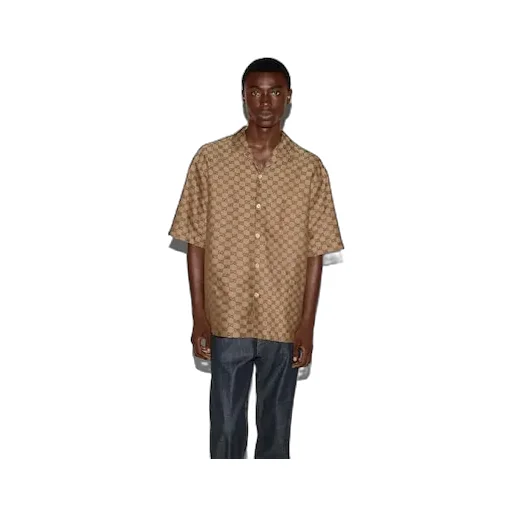 Gg Linen Blend Canvas Shirt