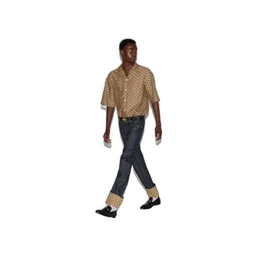 Gg Linen Blend Canvas Shirt