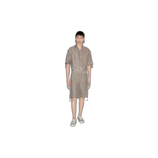 Gg Linen Blend Canvas Shorts