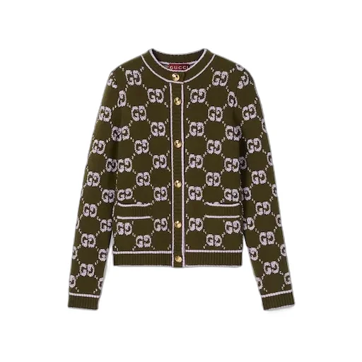 Gg Wool Bouclé Jacquard Cardigan