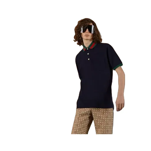 Cotton Piquet Polo With Web Collar
