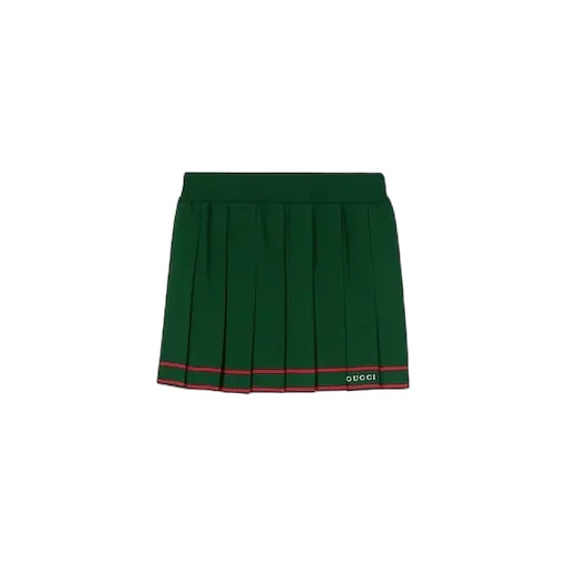 Pleated Skirt With Striped Trim
