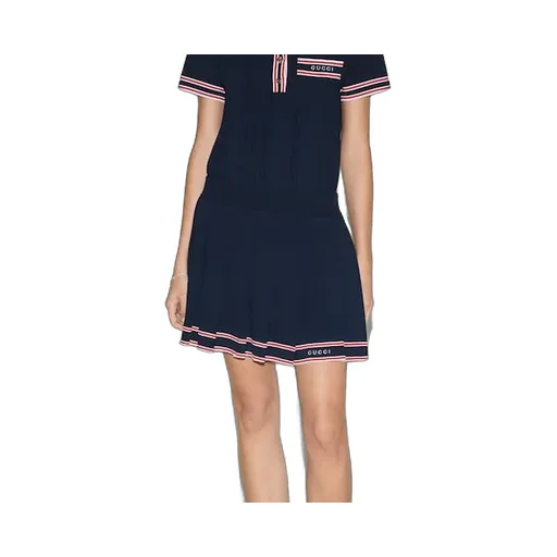 Pleated Skirt With Striped Trim