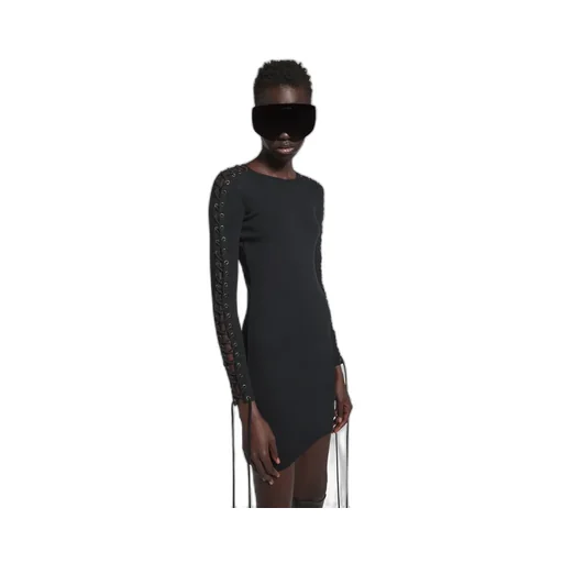 Lace-Up Long Sleeve Dress