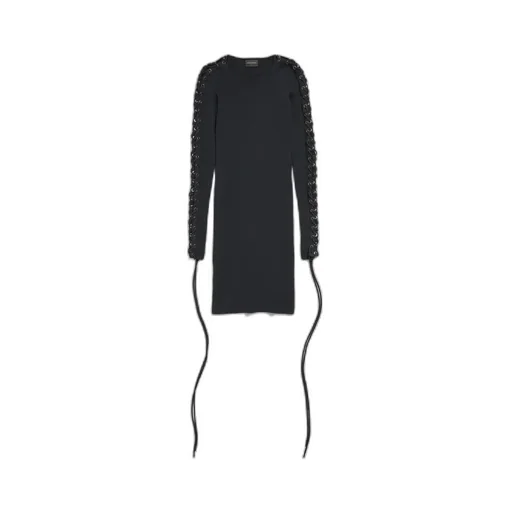 Lace-Up Long Sleeve Dress