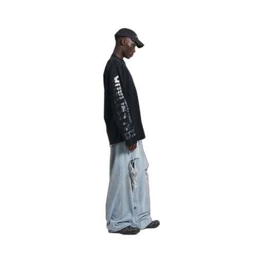 Transparent Tape Shifted Oversized Long Sleeve T-Shirt