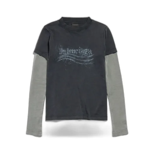 Washed Crayon Political Double Sleeve T-Shirt