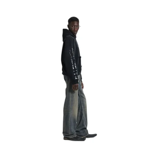 Transparent Tape Ripped Pocket Hoodie