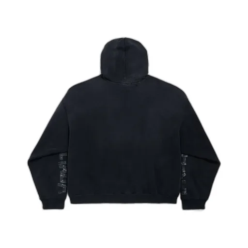 Transparent Tape Ripped Pocket Hoodie