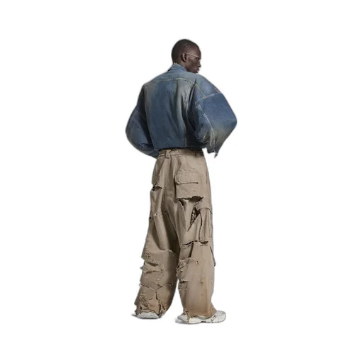 Distressed Large Cargo Pants
