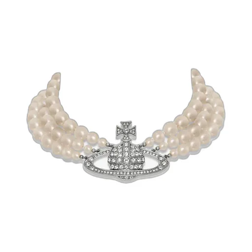 Three Row Pearl Bas Relief Choker