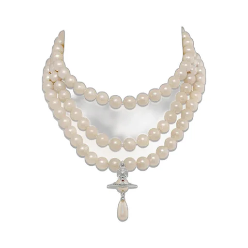 Three Row Pearl Drop Choker