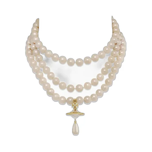 Three Row Pearl Drop Choker