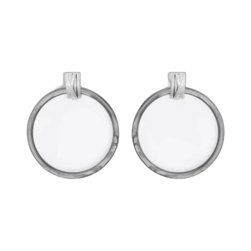 Silver/Grey Glitter Medium Hoop Earrings