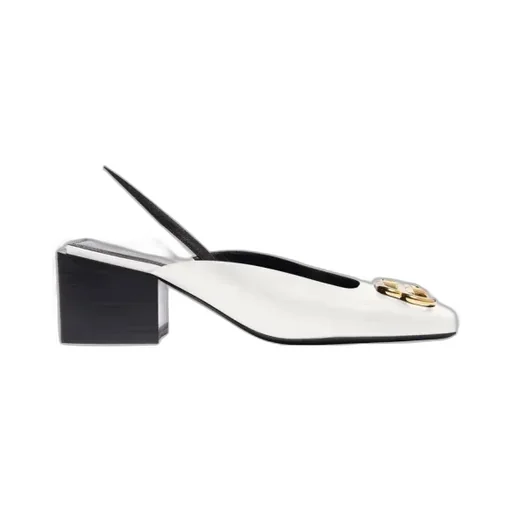 White / Gold Double Square Bb Heel Shoe