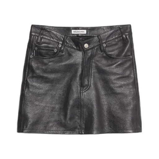 V-Neck Leather Midi Skirt