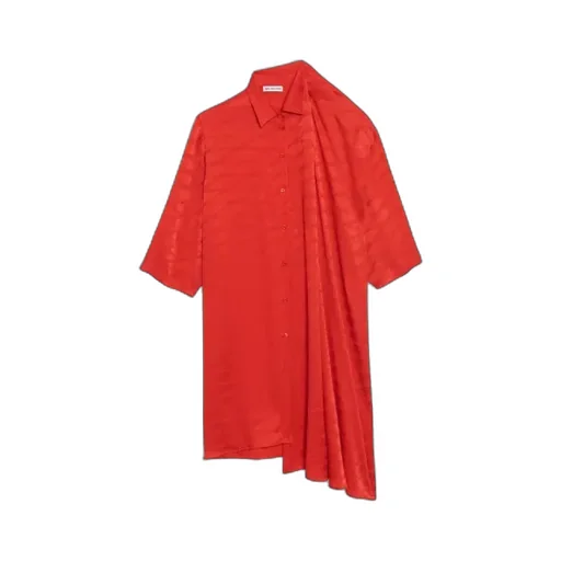 Red Letter Pattern Shift Shirt Dress