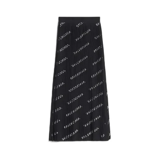 White/Black Logo Pleated Skirt