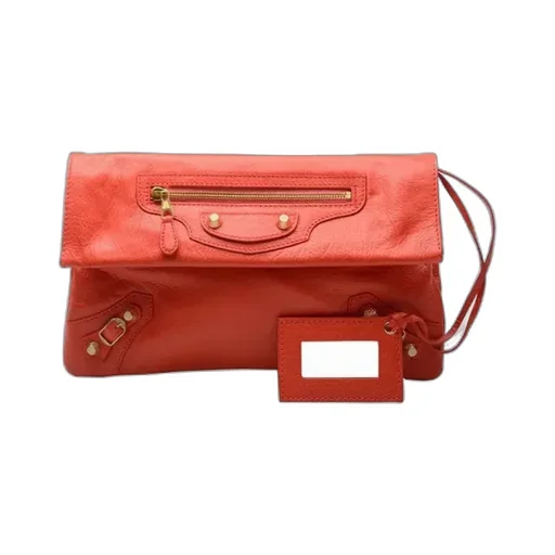 Orange Red Leather Handbag