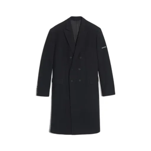 Black Washed Double-Breasted Coat