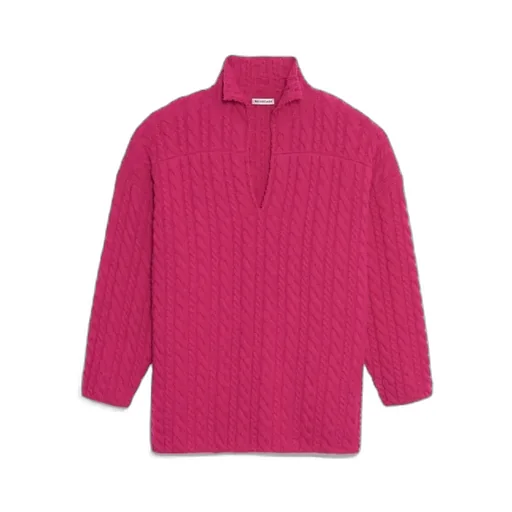 Pink V-Neck Swing Sweater