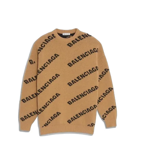 Beige / Black Logo Crewneck Sweater