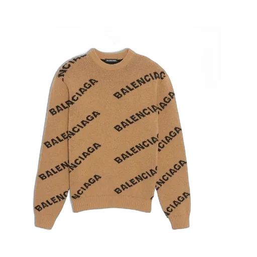 Beige / Black Logo Crewneck Sweater