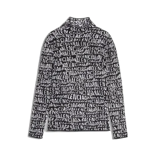 White/Black Logo Turtleneck Sweater Wave