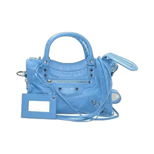 Pale Blue Leather Handbag