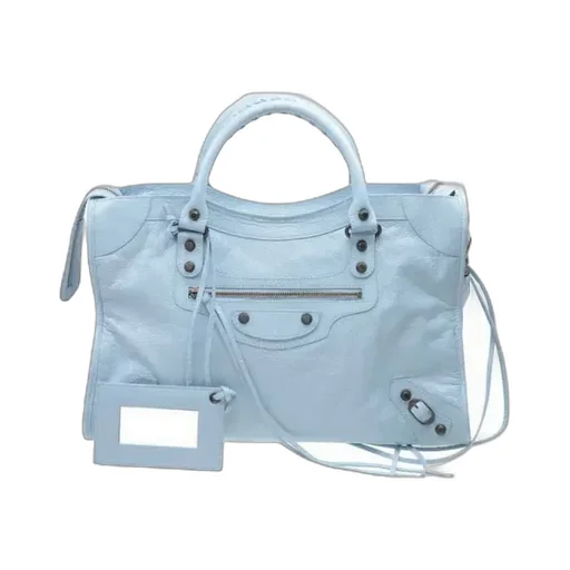 Pink Blue Leather Handbag