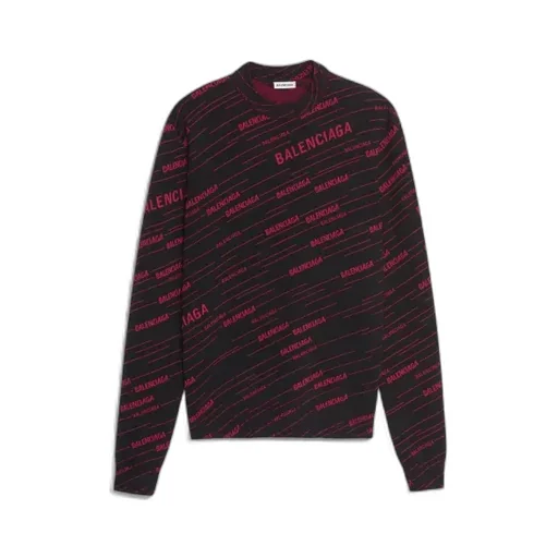 Black/Red Diagonal Logo Crewneck Sweater