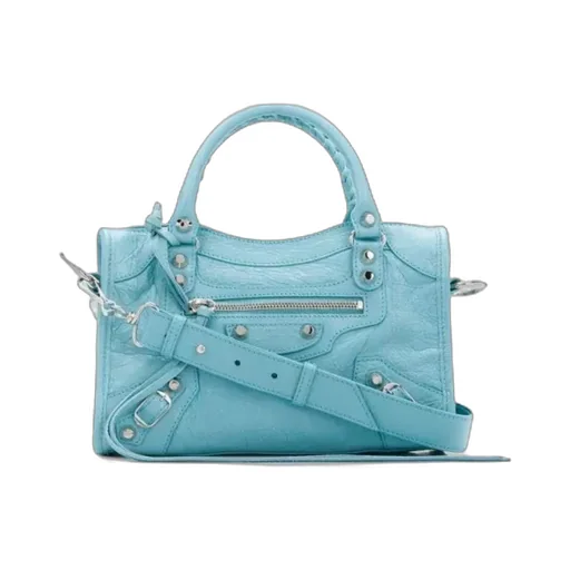 Pale Blue Leather Handbag