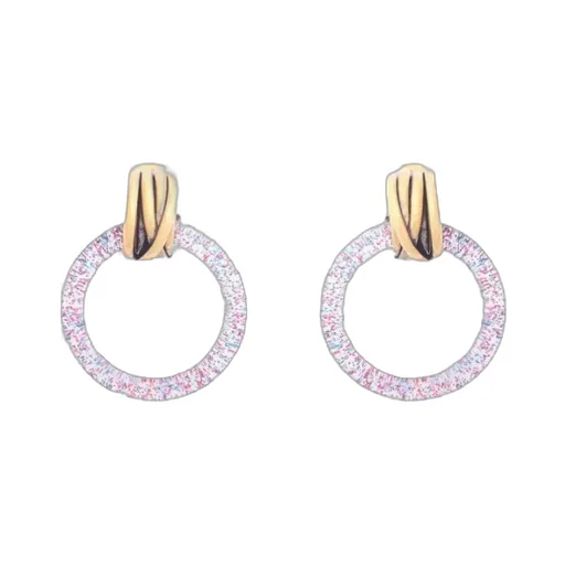 Gold/Pink Glitter Small Hoop Earrings