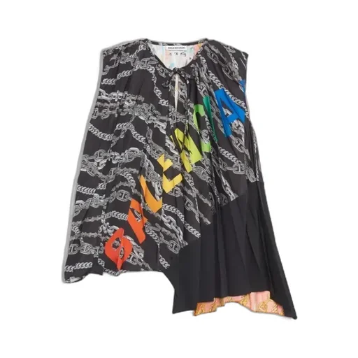 Black/Rainbow Scarf Top