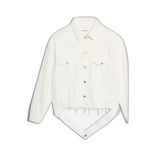 Stone Wash White Cropped Waist Jacket