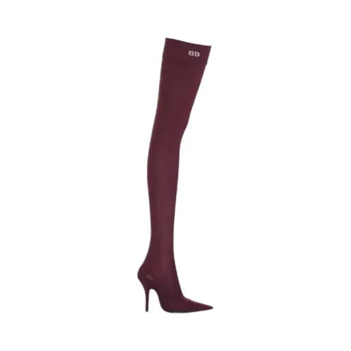 Knife Over-The-Knee Boots - Deep Purple Red