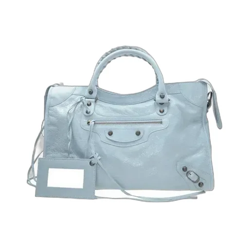 Pale Blue Leather Handbag