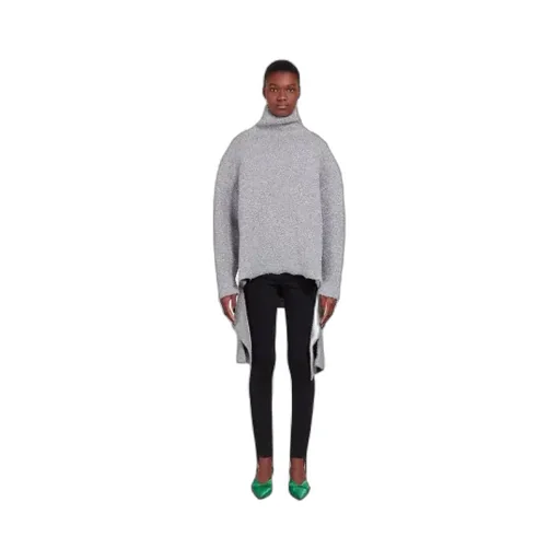 Draped Metallic Knit Sweater - Silver