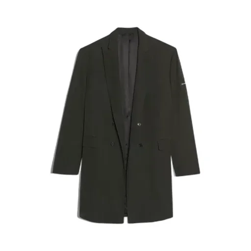 Black Washed Double-Breasted Coat